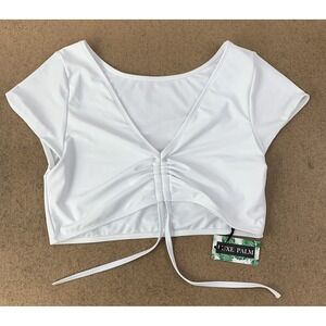 Luxe Palm Swimwear Women's Size 10 White V Neck Rouched Front T-Shirt NWT
